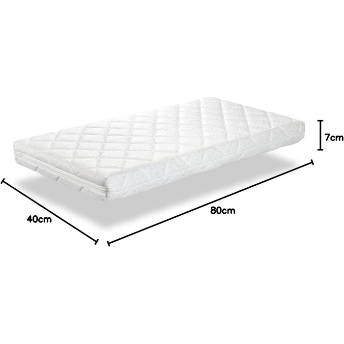 Дитячий матрац DORMISSIMO Baby Star 80x40 см, висота 7 см, з вологостійким покриттям та повітряними каналами, для приставного ліжка і колиски