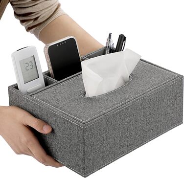 Скляна коробка для серветок BTSKY з пультом дистанційного керування, сірого кольору. Організатор для дому, настільний органайзер.