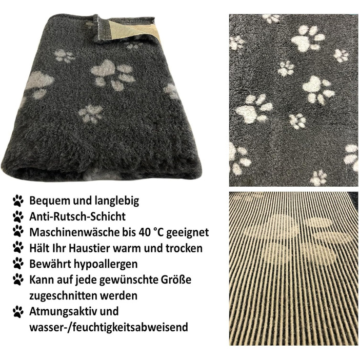 Килимок для собак Elropet Vetbed: преміум якість, 22 мм, для маленьких та великих собак. Деки для собак S/M/L (темно-сірий + сірий з лапкою)