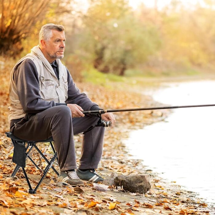 Зручний складаний стільчик для кемпінгу та відпочинку на природі, 33 см, чорний