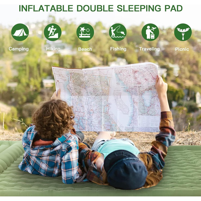 Douthfolle Twin XL Camping Sleeping Pad - 12cm Thick Inflatable Sleeping Mat with Foot Pump - Waterproof & Outdoor