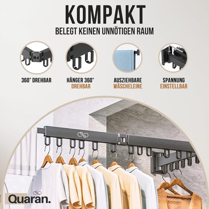 Клітка для білизни Quaran® настінна, висувна, розкладна, для дому