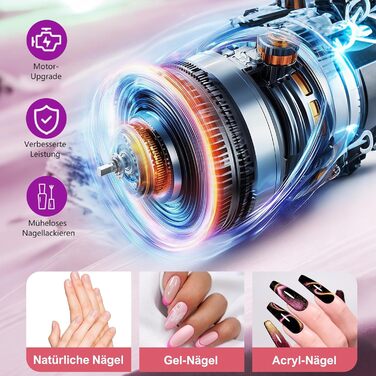 Електричний набір для манікюру та педикюру Nagelfräser 12-в-1: професійна електрична нагрівальна фреза з акумулятором 800mAh, 20000 об/хв, для початківців та салонів краси