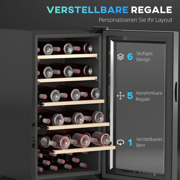 HOMCOM Wine Refrigerator 41 Bottles 91L 5-20℃ Compressor Beverage Refrigerator with Glass Door, LED Light, Bottle Cooler with Touch Screen, Small Wine Cabinet Black | Aosom