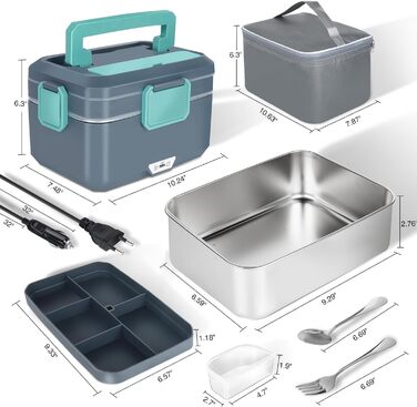 XREXS 3.5L Electric Lunch Box 90W, Electric Food Container with Extra Large Capacity, Home/Car Electric Food Container, with Fork & Spoon, Portable Electric Lunch Box for Truck Family Camping