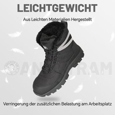 Зимові робочі черевики ANGRYRAM: тепла та безпечна модель для жінок та чоловіків (44 EU, чорний)