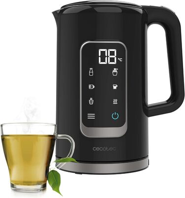 Cecotec Thermosense 500 Touch Electric Kettle - 1.7L, Stainless Steel, 5 Temperature Settings, Touchscreen, 360° Swivel Base