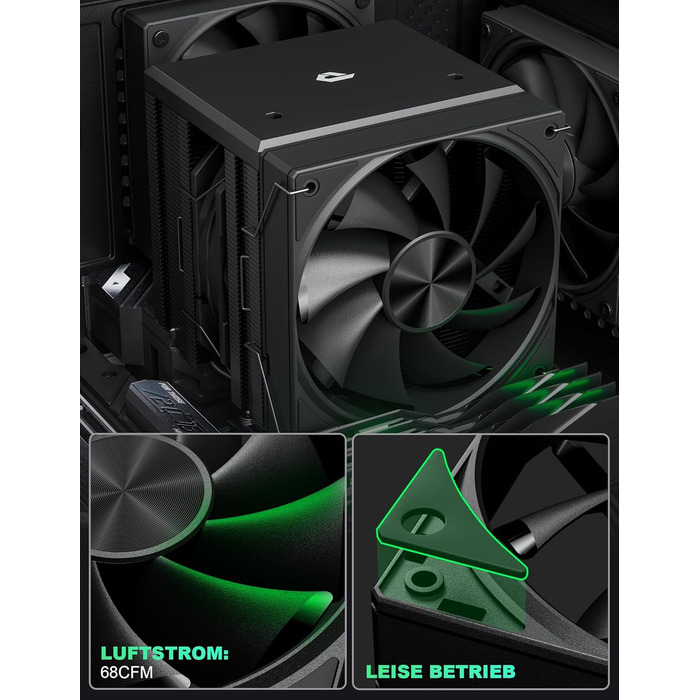 upHere Система охолодження CPU Dual Tower з 6 теплових трубок, 2 x 120мм вентилятори PWM, сумісна з AMD AM4 AM5/Intel 2011/2066 (X79/X99), для ПК, UE2K6