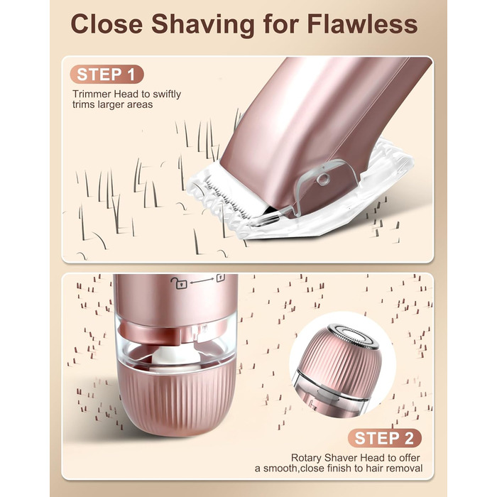 Електричний жіночий епілятор 2 в 1 з тримером, silky splash, Rose Gold, IPX7, з керамічними лезами