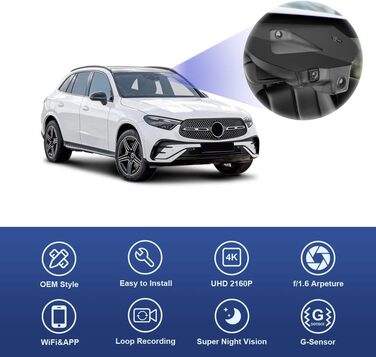 Відеореєстратор Fitcamx 4K для Mercedes-Benz GLC X254 (2023-2026) з Wi-Fi, Full HD, G-сенсором та картою 64GB
