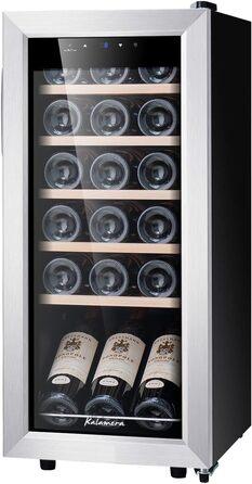 Kalamera 28-Bottle Wine Refrigerator with Touch Panel, Stainless Steel Door, and Adjustable Shelves - 5°C to 18°C Cooling Zone