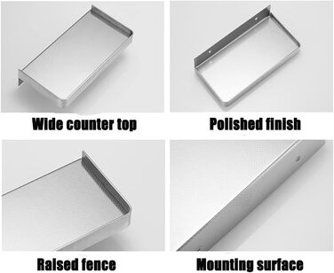 Self-adhesive bathroom shelf, stainless steel, wall-mounted, shower shelf, rust-proof storage for bathroom & kitchen, brushed surface (Mirror)