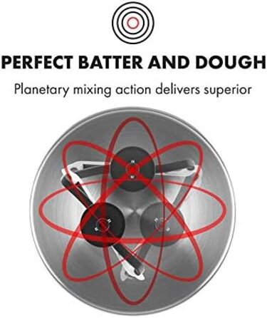 Klarstein 5L Stainless Steel Stand Mixer - 2000W Kitchen Machine with Dough Hook & Whisk - 6 Speed Universal Mixer for Baking & Cooking