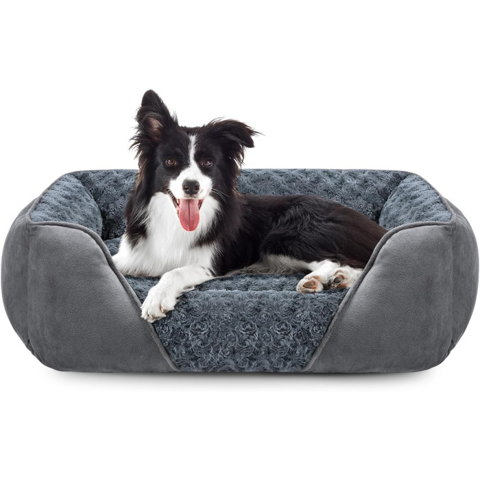 JOEJOY Dog Bed, Medium-Sized Dogs, Dog Basket Fluffy Washable, Non-Slip Anti-Anxiety Dog Beds, Dog Baskets for Medium and Large Dogs and Cats, 76x61x23cm