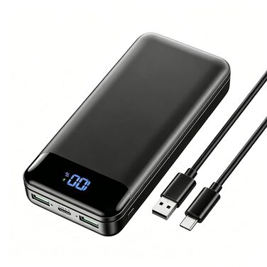 Повербанк Enerwow P300 27000 mAh 22.5W з підтримкою швидкої зарядки USB-C, чорний