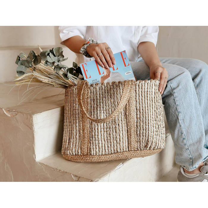 Decorasian Jute Shopping Bag – Jute Bag – Shopping Bag in Boho Style – Ibiza Bag