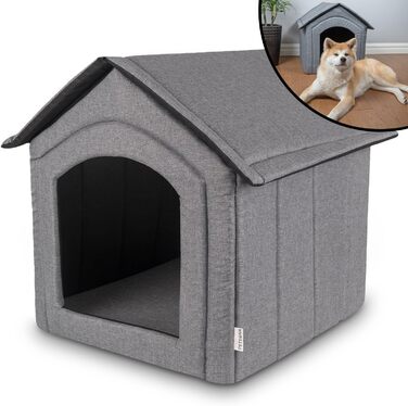 Кімната для собак, собача будка, складана з знімним дахом, ліжко для собак, котяче ліжко, ліжко для домашніх тварин, місце для сну, розмір XXL, сірий колір