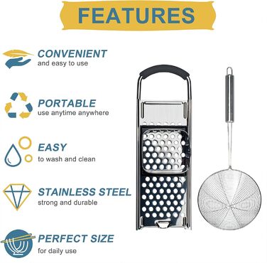 Набір для приготування шпецелі: тертка, прес, сито, шумовка та шкребок з нержавіючої сталі