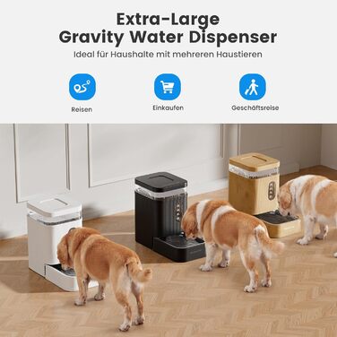 Автоматичний диспенсер води для собак та котів Gardner Pet 6.5L, годівниця, не потребує електрики, з нержавіючою чашею, BPA-free, чорний