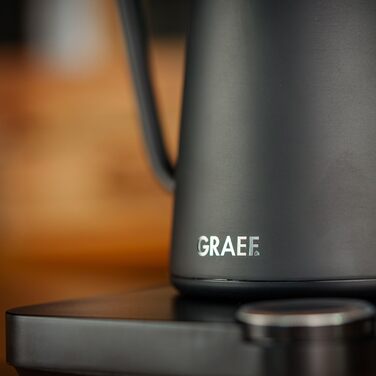 Чайник Pour-Over GRAEF GK502, з регулюванням температури та таймером, з гусячим носиком, 900 мл, матовий чорний