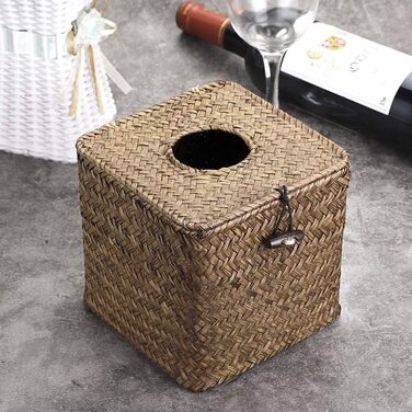 Rectangular tissue box made of seagrass for household use, decorative woven paper holder, coffee table, 68 x 30 x 22 cm