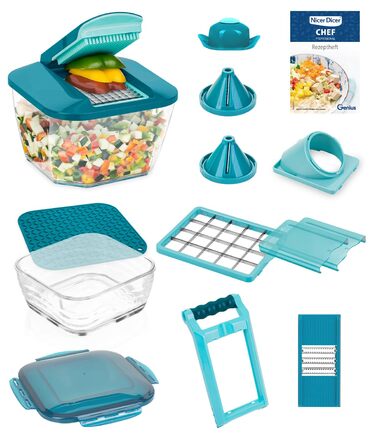 Набір для нарізки овочів Genius Nicer Dicer Chef Professional 18-ти частинний, ручний, з контейнером 5.2L, спіралізатор, для кухні