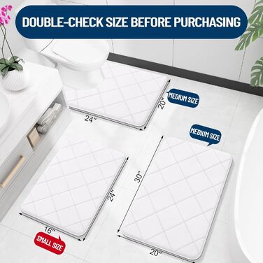 Килимок для ванної кімнати OLANLY з Memory Foam, 76 x 50 см, білий, машинне прання