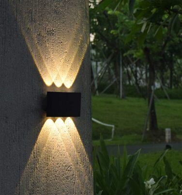 Yosoan LED Wall Light Up & Down Outdoor Wall Light including 4x 1W Natural White Light Bulb Outdoor Light Outdoor Lamp Wall Lamp for Indoor and Outdoor Use (8*1W 4000K)