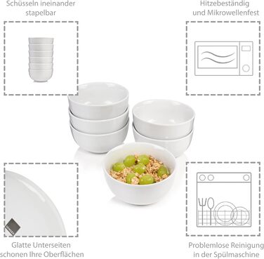 Singer | Cereal Bowls New Port, 6-piece Cereal Bowl Set made of Porcelain, Cereal, Deep Plate in White | 500 ml Cereal Bowls 6 pcs.