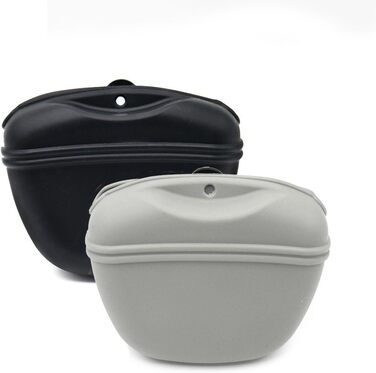 Силіконові мішечки для корму собак, з магнітом, для прогулянок та тренувань на вулиці (1 шт., чорний/сірий)