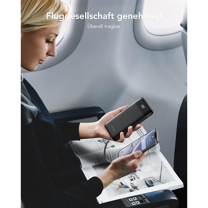 Power Bank Charmast 10000mAh з 6 виходами, USB-C, LED-дисплеєм, 4 кабелями, чорний