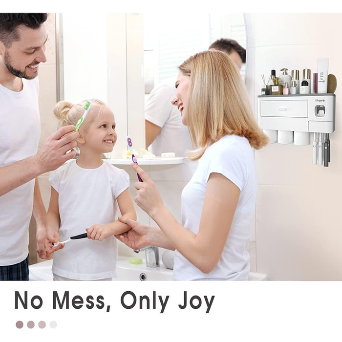 I have a bathroom toothbrush holder, 3-cup toothbrush holder with toothpaste dispenser, bathroom accessories with large storage space, cosmetic drawer, white