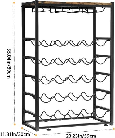 Стильна вітрина для вина Urban Deco: металева підставка з дерев'яною полицею, 59 x 30 x 89 см (25 пляшок)