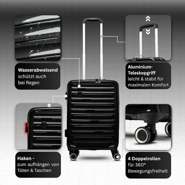 Чорний великий валіза-тролі з TSA замком, 100 літрів, з жорсткою оболонкою, SET