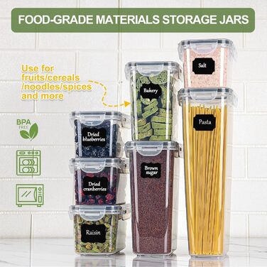 Набір контейнерів для продуктів з кришкою, 16 шт. BPA free, герметичні, для зберігання круп, борошна, мюслі. Органайзери для кухні з етикетками