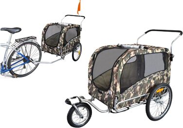 Причіп для собак Papilioshop Argo - зелений (маскування), S-M-L - для собак середніх та великих порід