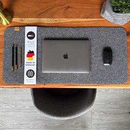 Підкладка на стіл Kontor28® з фетру 80x37.5 см, сіра (urbangrau), виготовлено в Німеччині - захист від ковзання, миється, з переробленого PET