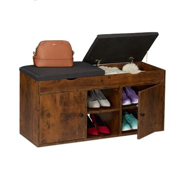 Shoe Bench with Folding Seat