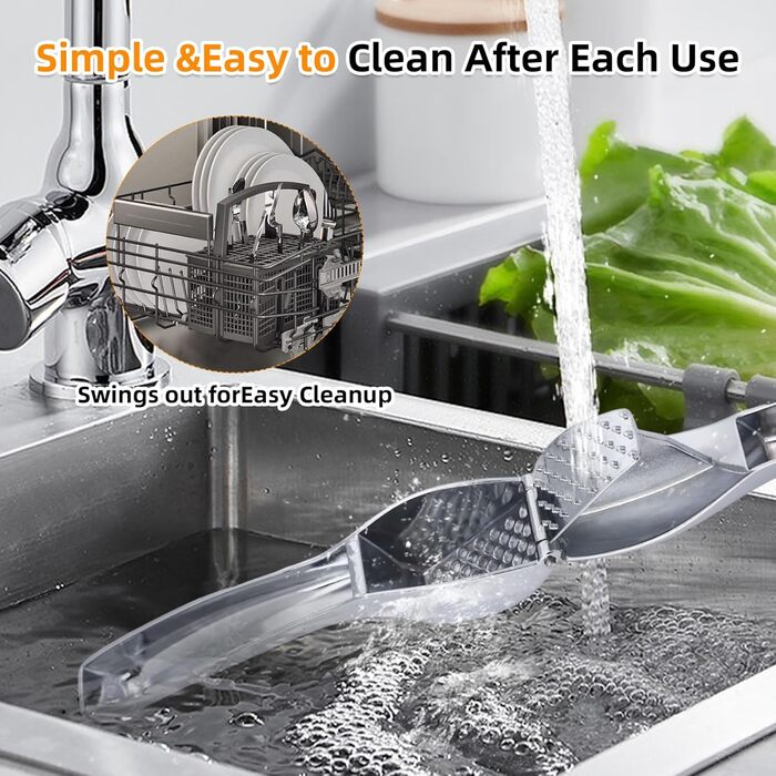 Преміум-прес для часнику: міцний, довговічний, з полірованою поверхнею. Легке подрібнення часнику та імбиру. Не потребує очищення. Ідеально підходить для дрібних інгредієнтів.