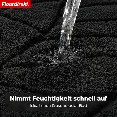 М'який килимок для ванної кімнати Floordirekt Maris, швидкосохнучий з антиковзаючим покриттям, чорний, 50 x 80 см