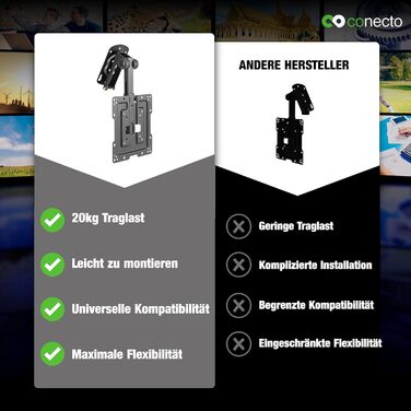 Настінний кріплення для телевізора Conecto, 13-27 дюймів, поворотний, нахильний, регульований, VESA 200x200
