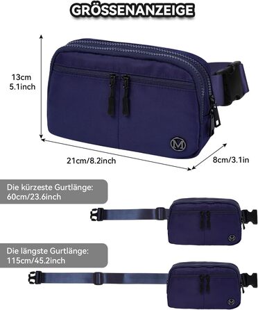 Гірчатка Mokze Bauchtasche 2L - Стильна поясна сумка для чоловіків та жінок, водонепроникна, для бігу, їзди на велосипеді, подорожей, Marineblau (Морський блакитний)