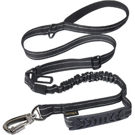 Тактична повідок для собак великих порід MegiaExist з контролем, авто-ремнем безпеки та світловідбиваючими нитками, 1.2 м, 1.8 м, повідка-телескопічна для тренувань, чорний