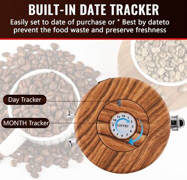 Контейнер для кавових зерен Royouzi з нержавіючої сталі 304 з випускним клапаном, багаторазовий контейнер для зберігання з мірною ложкою, багатофункціональне герметичне скло для дому та офісу (чорний)