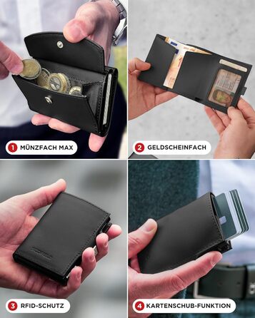 SF SCOFIELD Duality Magflip Slim Wallet: Чоловіче карткове та монетне портмоне з RFID захистом (Чорний матовий)