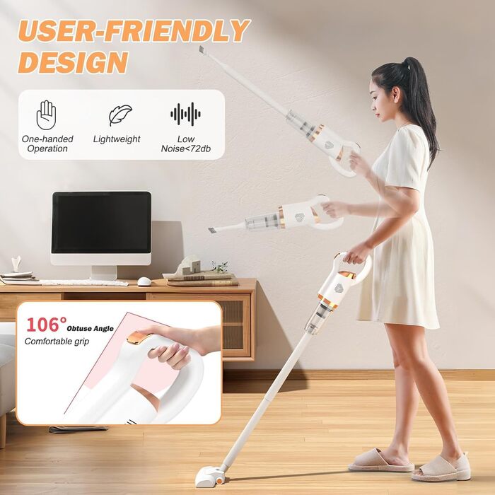 Бездротовий пилосос Yaasier: потужний акумулятор 35KPA, 40 хвилин роботи, для тварин, килимів та авто, білий