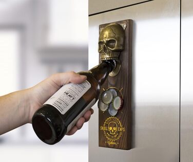 Gift Republic - Skull Cap Bottle Opener Funny | Skull Beer Opener for Men | Magnetic Wall Bottle Opener | Beer Bottle Opener | Bottle Cap Collector | Gift for Christmas, Birthday, Party
