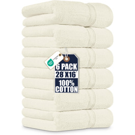 Набір преміум рушників для рук Utopia Towels, 100% бавовна, ультрам'які та гігроскопічні, 600 г/м², слонова кістка, 40.6 x 71.1 см, 6 шт.