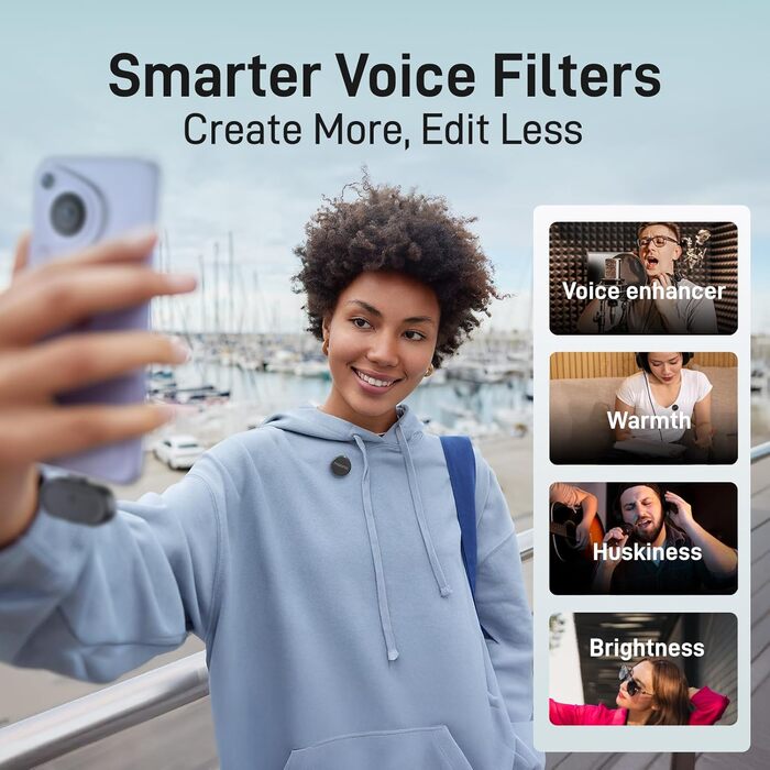 MAONO Бездротовий петличний мікрофон Wave T5 USB-C для iPhone 15/16, Android: 48kHz/24Bit, 30 годин роботи, шумозаглушення, 300м радіус дії