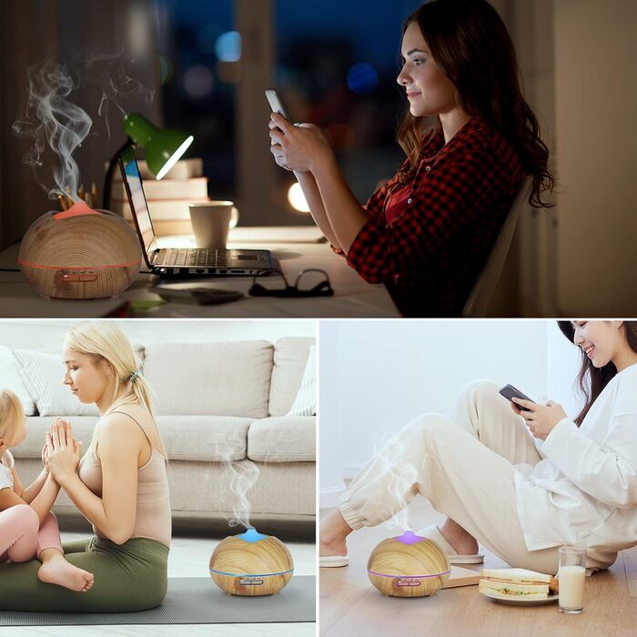 Ароматичний дифузор 500 мл з таймером, LED-підсвічуванням та дистанційним керуванням для дому, йоги та СПА